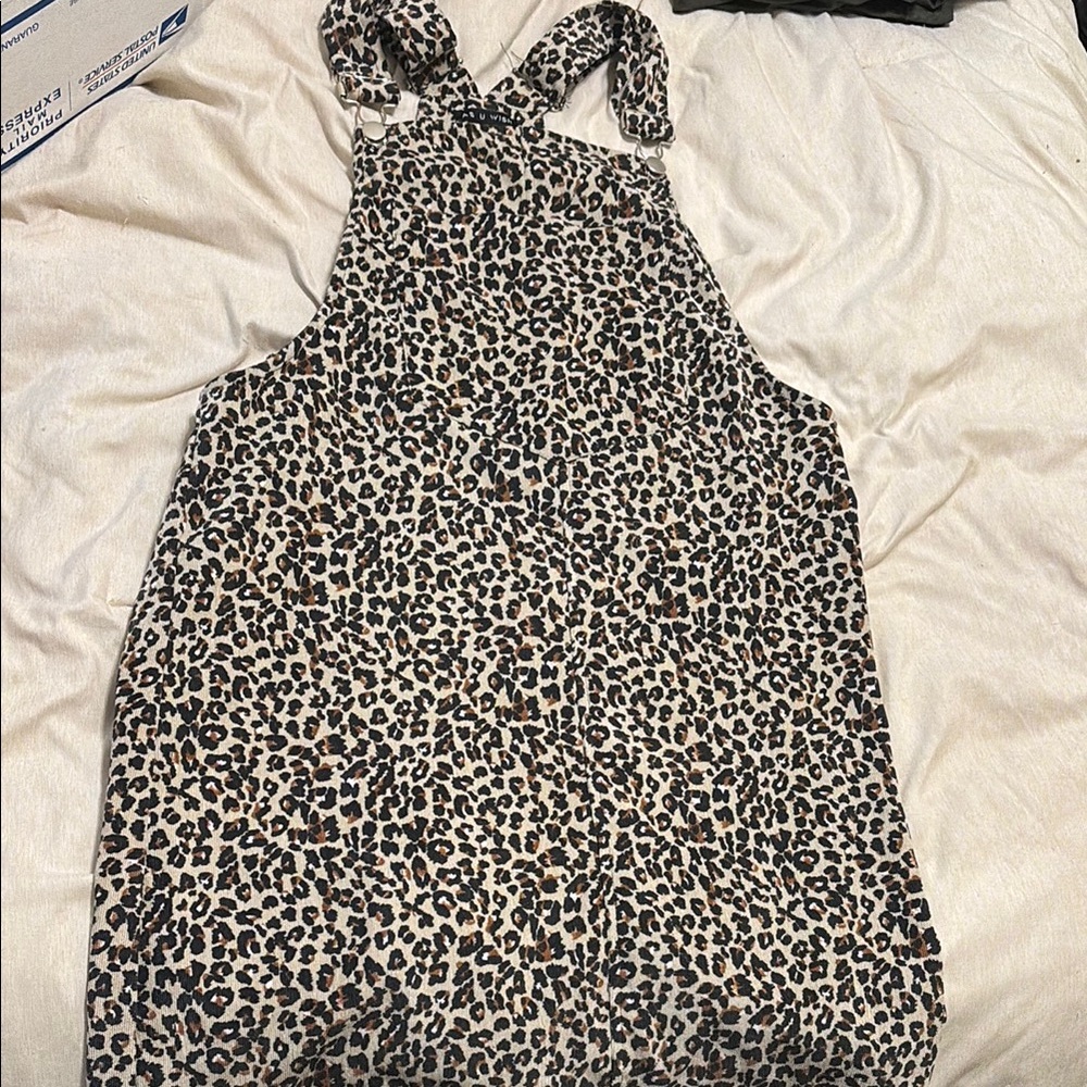 As U Wish Leopard Print Overall Dress